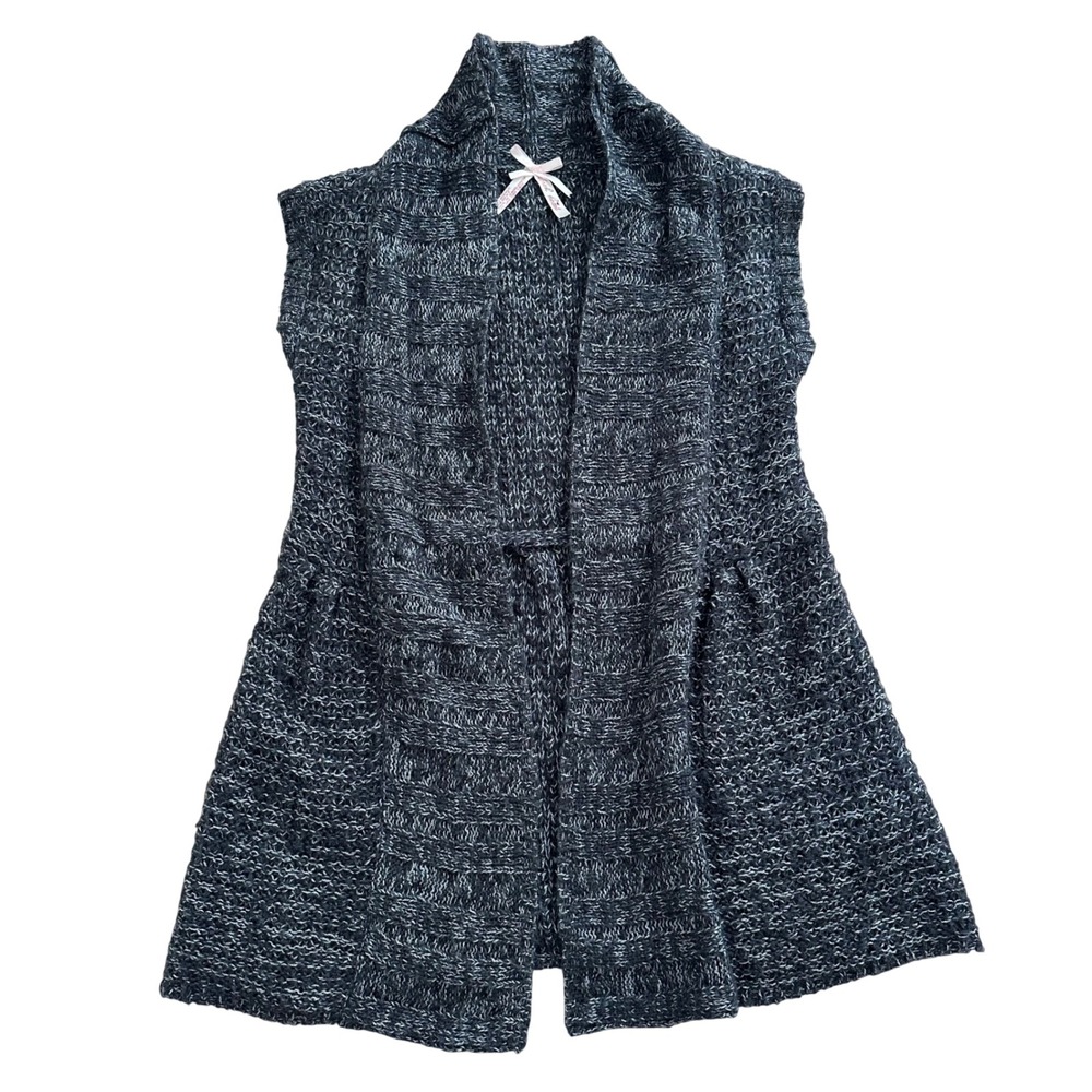 Derek Heart Womens Medium Marled Grey Open Front Sleeveless Cardigan Vest Shawl